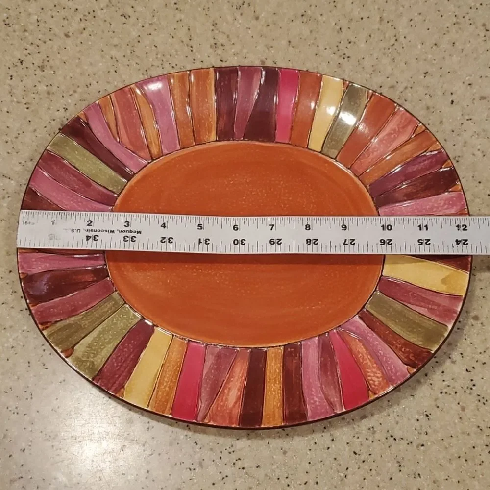 Pier One Wavy Stripe Dinner Plate 12.25